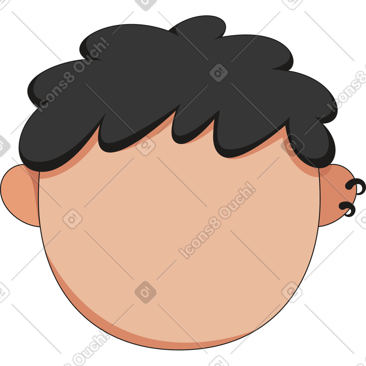 Illustration Visage aux cheveux bouclés dans le style Moji à télécharger formats PNG, SVG