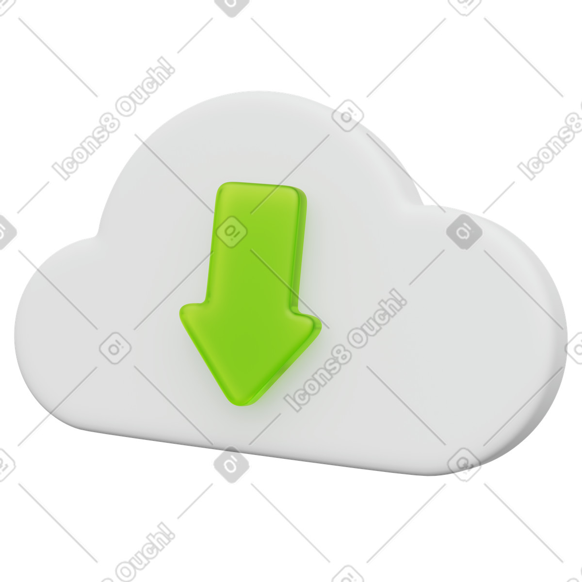3D Playful スタイルの Cloud service download button for data transfer from online storage のイラストをPNG、SVG形式でダウンロード