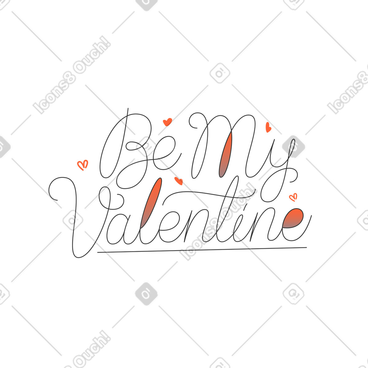 Crayon 스타일의 Lettering be my valentine 일러스트레이션 PNG, SVG 다운로드