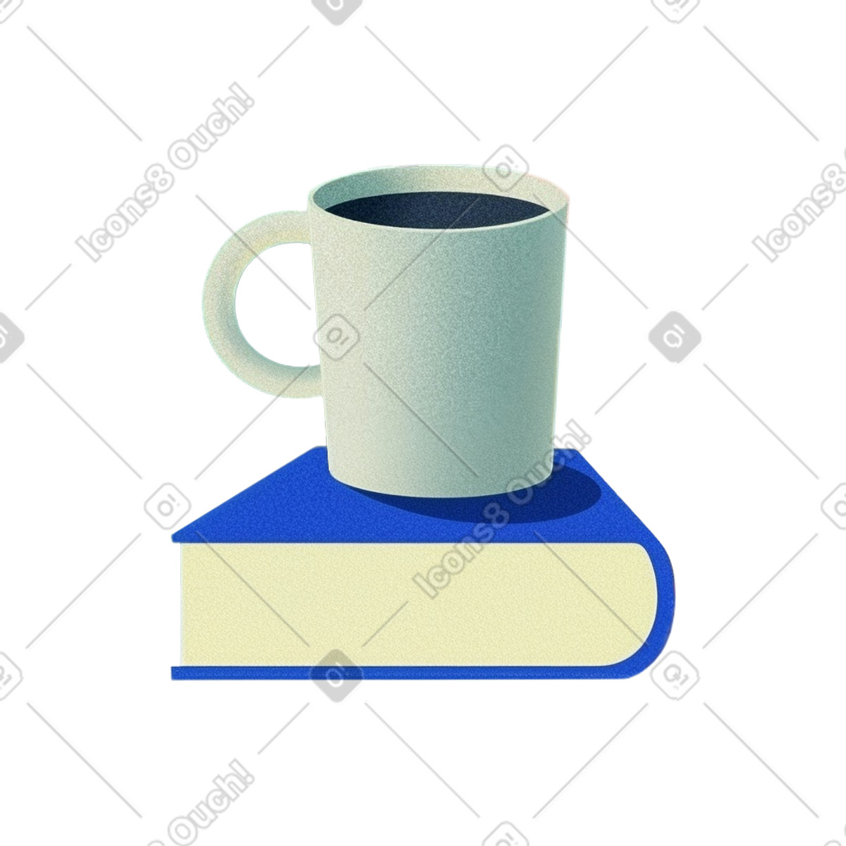 下载 Grainy 风格的 书上的咖啡杯 插画，支持 PNG、SVG 格式