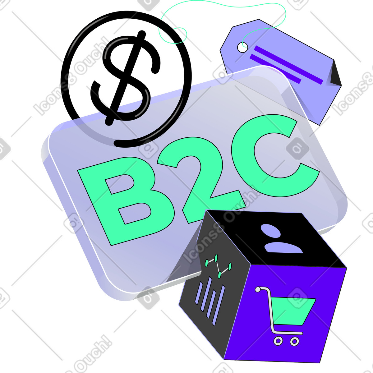 Incut 스타일의 문자 쓰기 b2c 텍스트 일러스트레이션 PNG, SVG 다운로드