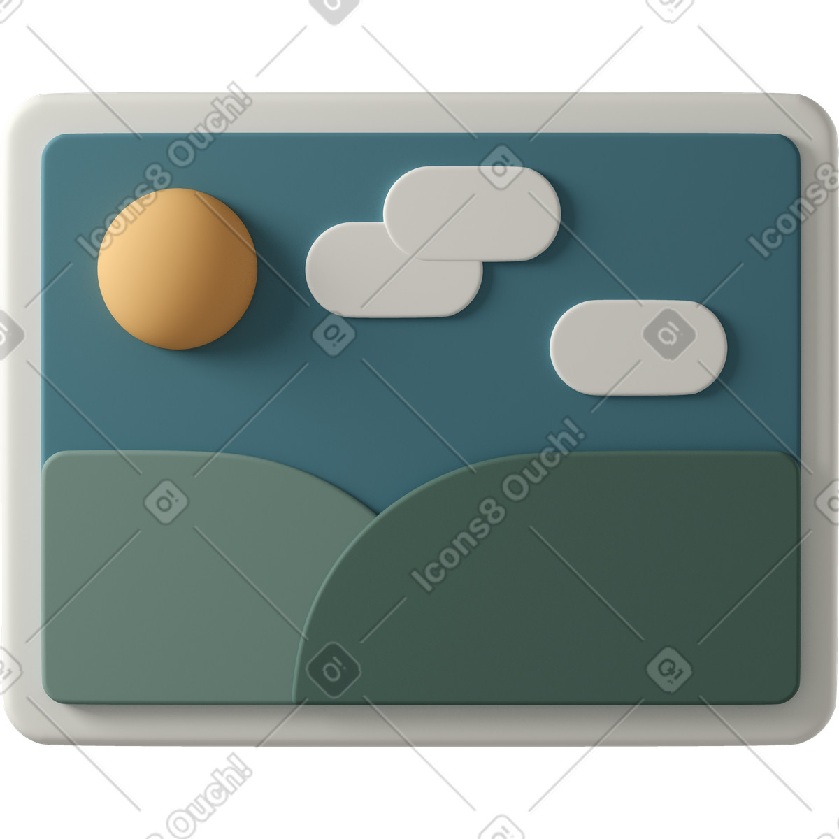 Ilustración Postal soleada en estilo 3D Casual life a descargar en PNG y SVG