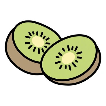 A detailed vector illustration of a sliced kiwi fruit revealing its bright green interior.
