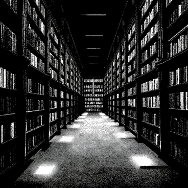 An expansive library stretches into the distance, filled with towering bookshelves made of dark, polished wood. The shelves are lined with numerous ancient artifacts positioned carefully among the rows of books. Each artifact has intricate details, showcasing its historical significance. Scattered throughout the library are glowing tomes, their spines radiating an ethereal light. The floor is made of dark stone tiles, and the ceiling is adorned with wooden beams. Soft shadows cast by the warm light create a sense of mystery and depth in the space.