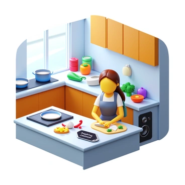 A kitchen scene where someone prepares meals for the week while listening to an inspiring podcast.