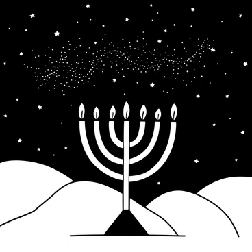 A menorah under a starry night sky, with the Milky Way visible above