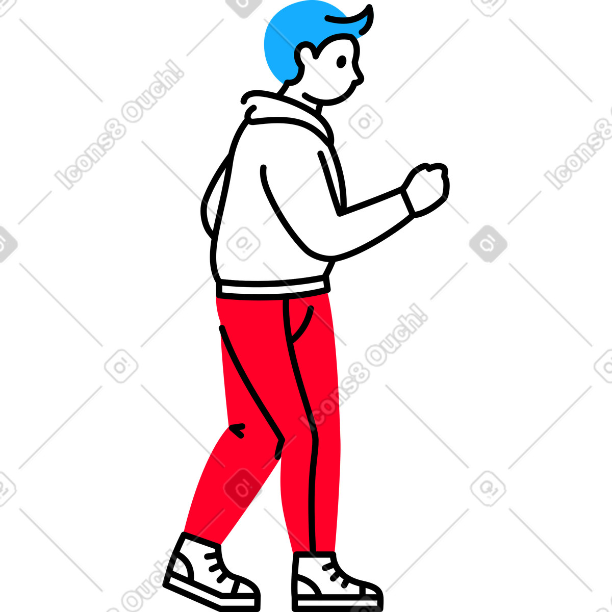 Ilustración El hombre que camina dobló codo en estilo Transistor a descargar en PNG y SVG