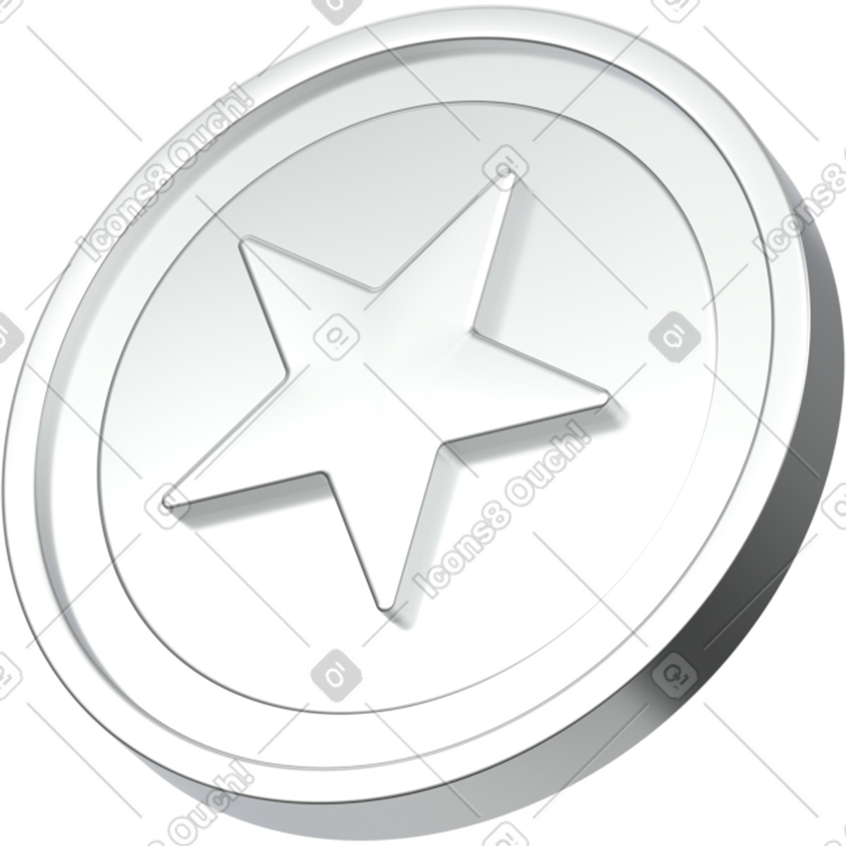 3D coin with star illustration in PNG, SVG