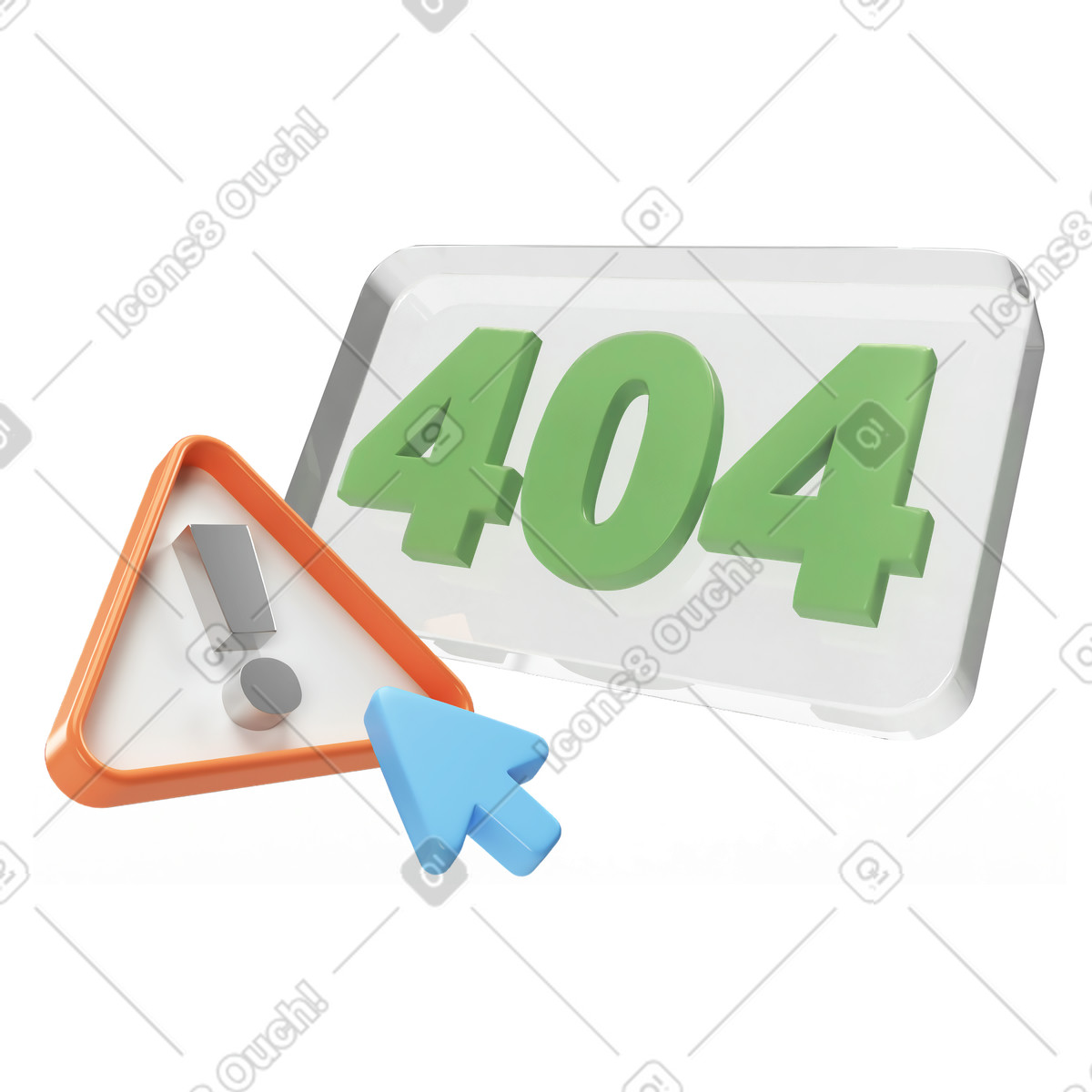 404 error code with warning sign illustration in 3D Corporate style download in PNG, SVG