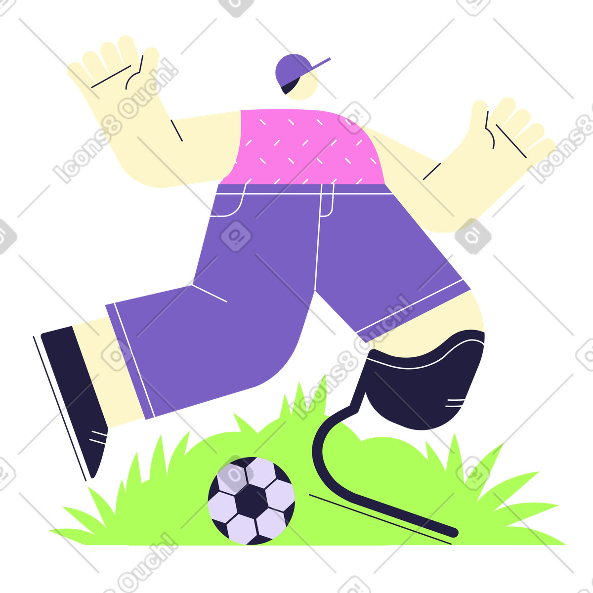 Soccer player with prosthetic leg illustration in Mellow style download in PNG, SVG