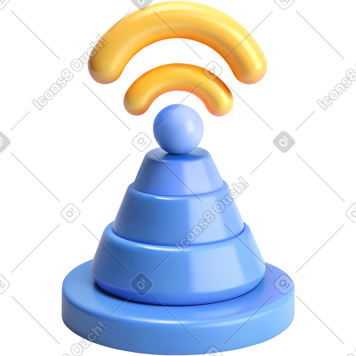 Plastic wifi signal tower illustration in PNG, SVG