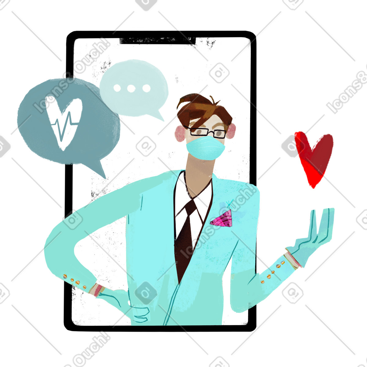 Ilustração de Consulta médica online em no estilo Fabulous para baixar em PNG, SVG