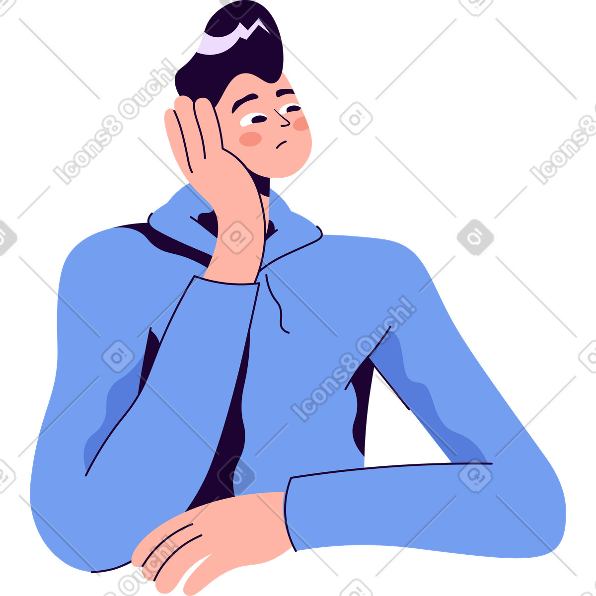 Thoughtful man looking into the distance animated illustration in Martina style download in GIF, Lottie (JSON), AE