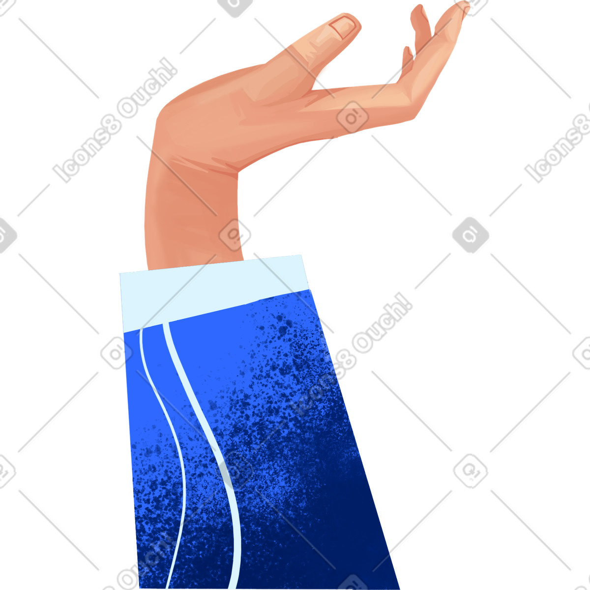 Right hand in a blue sleeve illustration Flare style download PNG, SVG