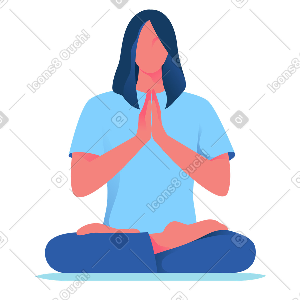 下载 Daily 风格的 Meditating in padmasana pose, mindfulness practice and relaxation 插画，支持 PNG、SVG 格式