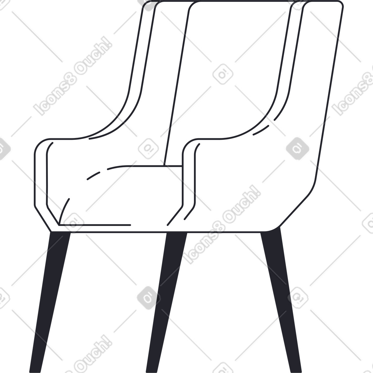 Illustration Chaise blanche à trois pieds dans le style Grapy télécharger aux formats PNG, SVG