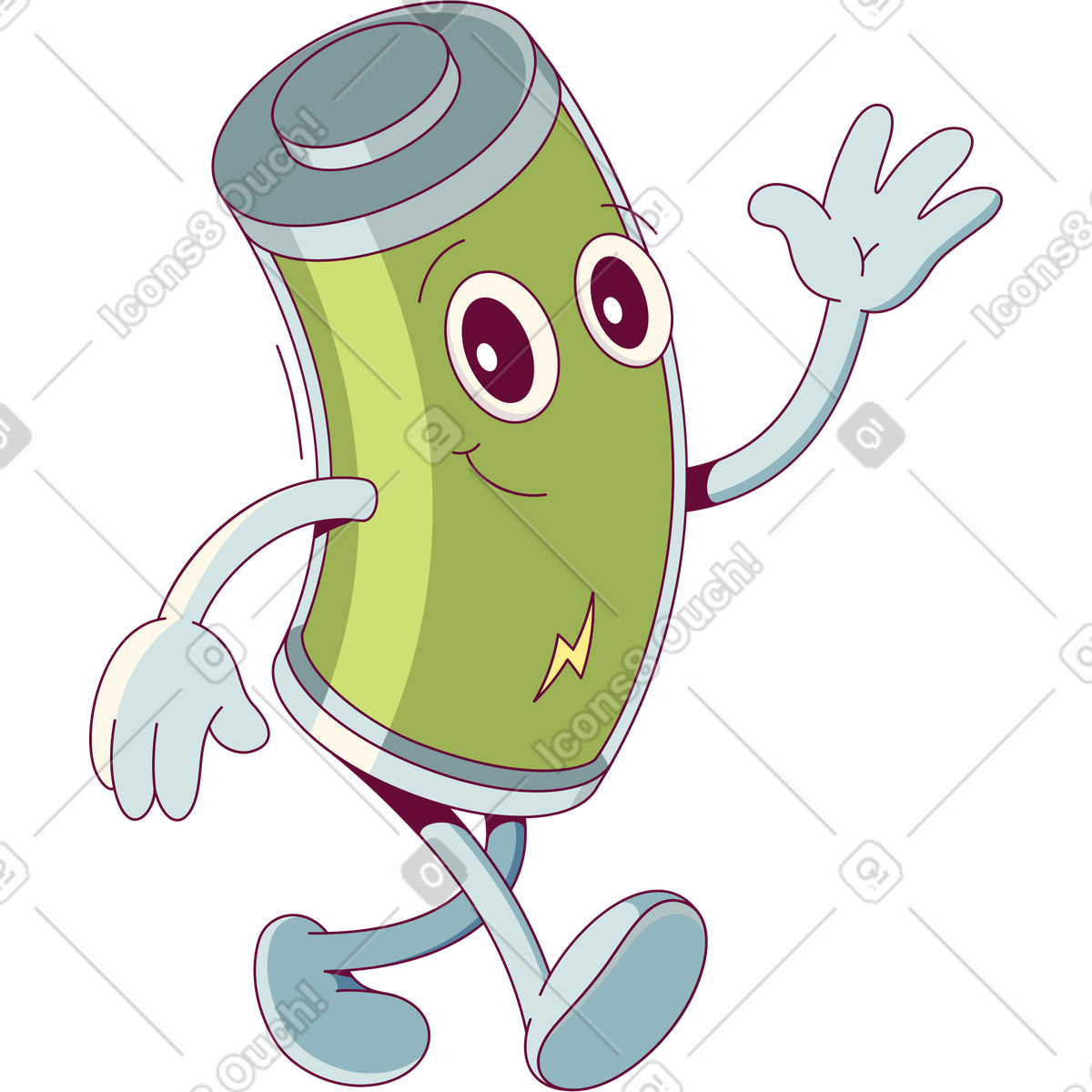 Glückliche batterie-Illustration im Handy-Stil als Download in PNG, SVG
