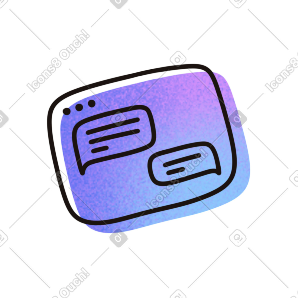 Browser window with chat illustration in Flow style download in PNG, SVG