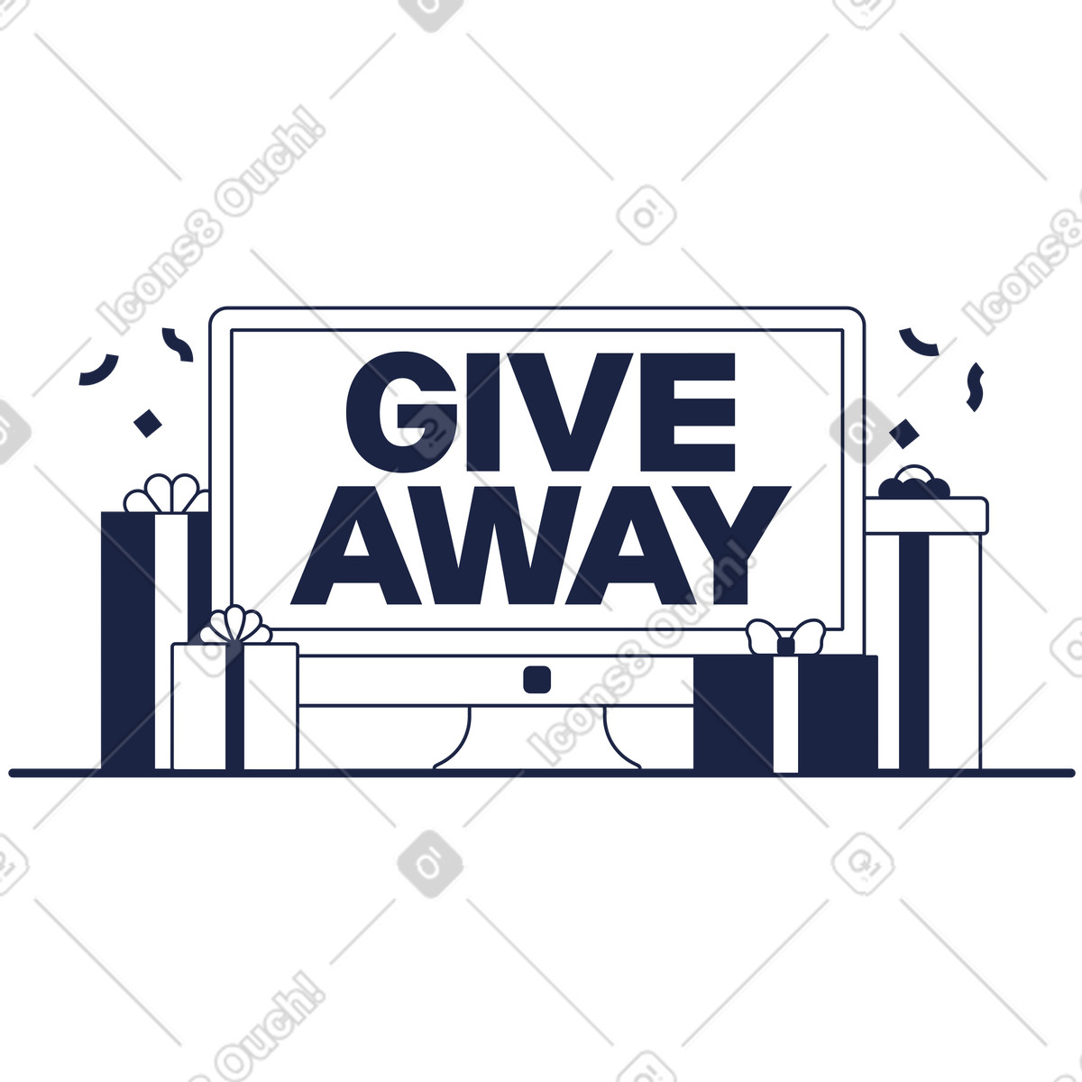 Reward or prize announcement, E-commerce customer incentive illustration in Urban Line style download in PNG, SVG