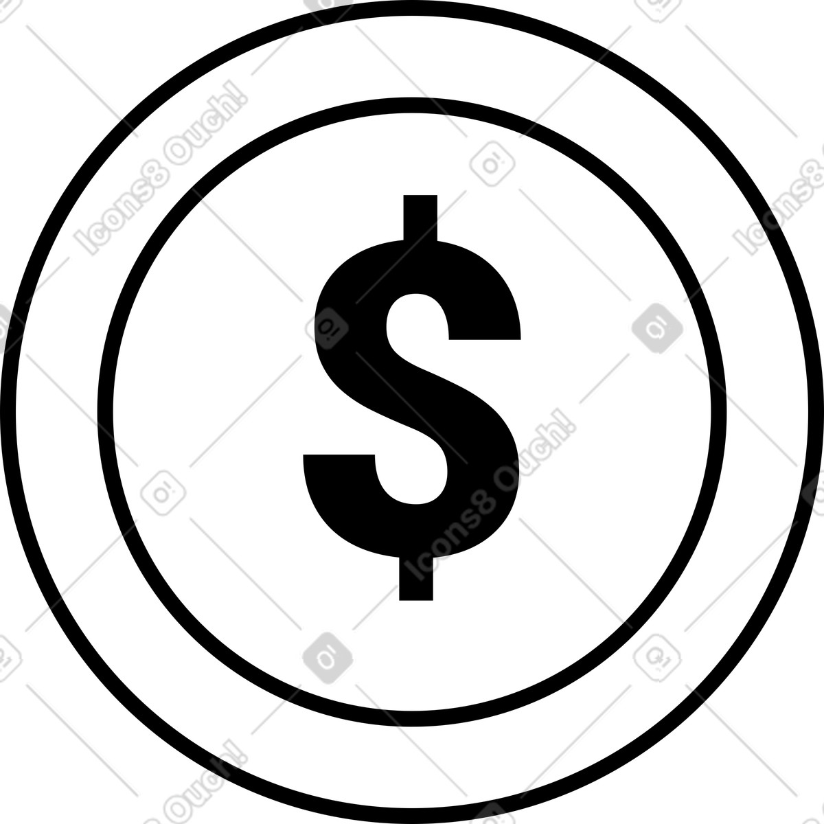 Illustration Icône de pièce monnaie d'un dollar dans le style Azure à télécharger aux formats PNG, SVG