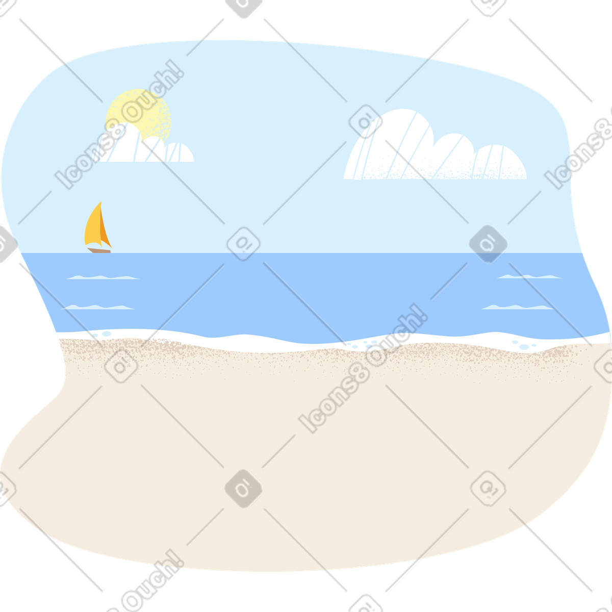 Meer-Illustration im Pale-Stil als Download in PNG, SVG