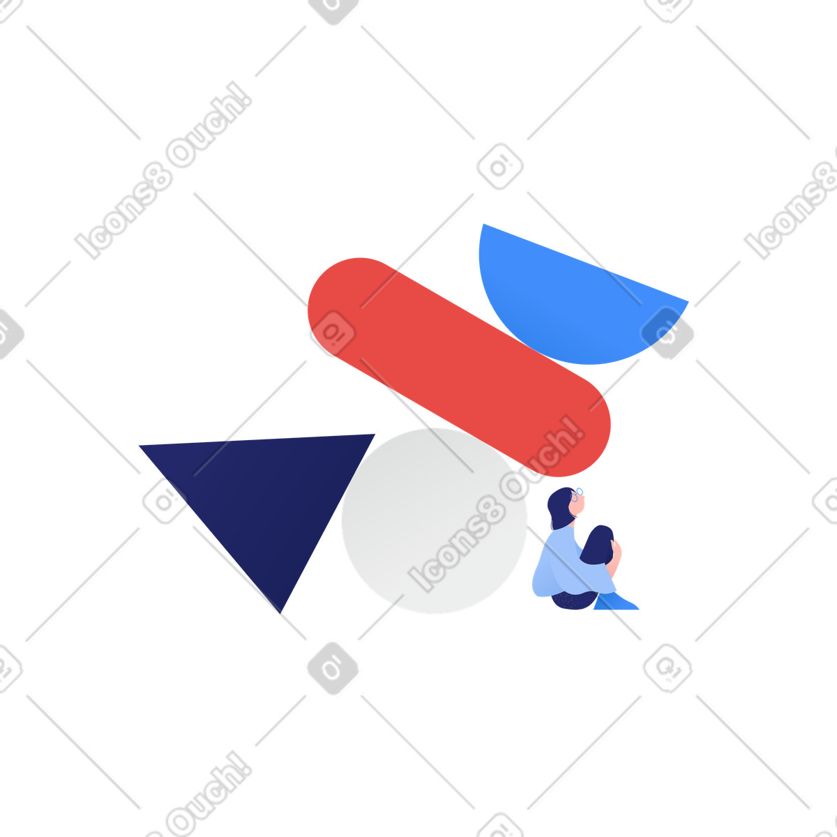 Illustration Overwhelmed by large shapes, Fatal error or crash warning dans le style Clip à télécharger aux formats PNG, SVG