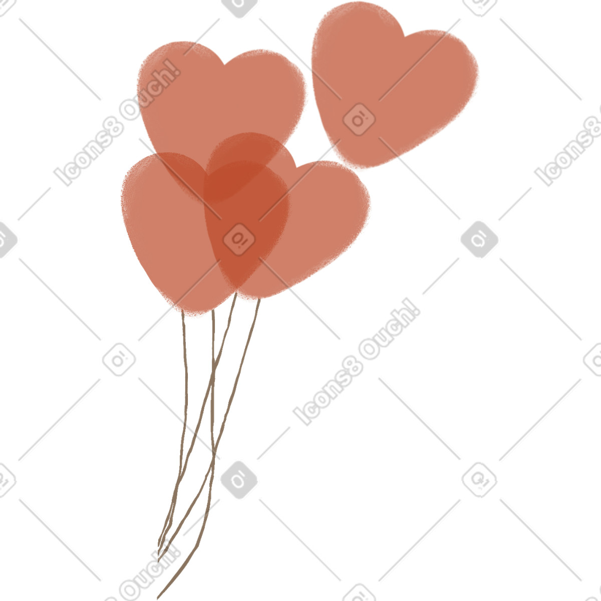 Ilustração de Balloons in the shape of hearts em no estilo Ikigai para baixar em PNG, SVG