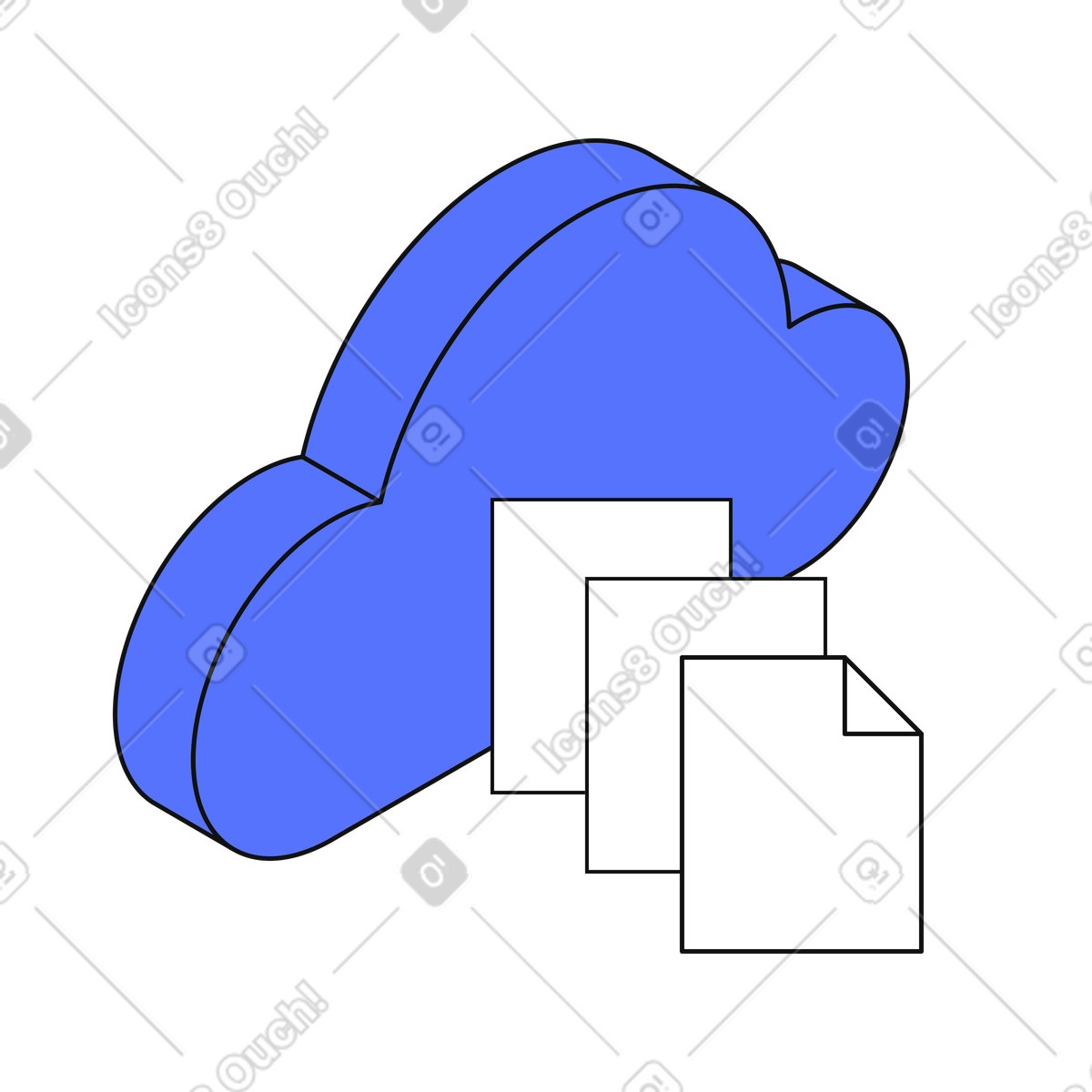 下载 Main 风格的 Cloud document storage symbolizing online file backup and synchronization services 插画，支持 PNG、SVG 格式