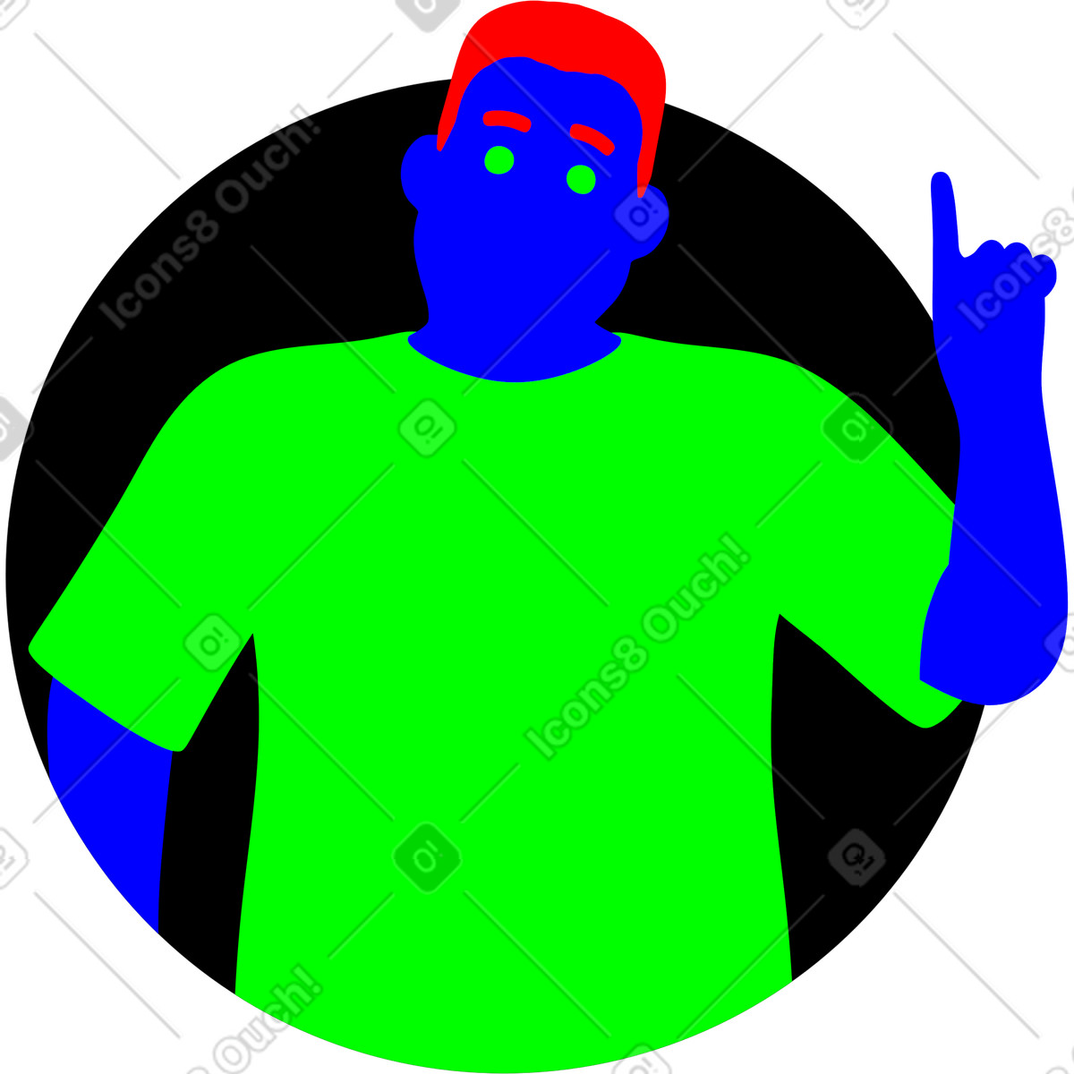 3D Casual life スタイルの Man pointing finger up のイラストをPNG、SVG形式でダウンロード