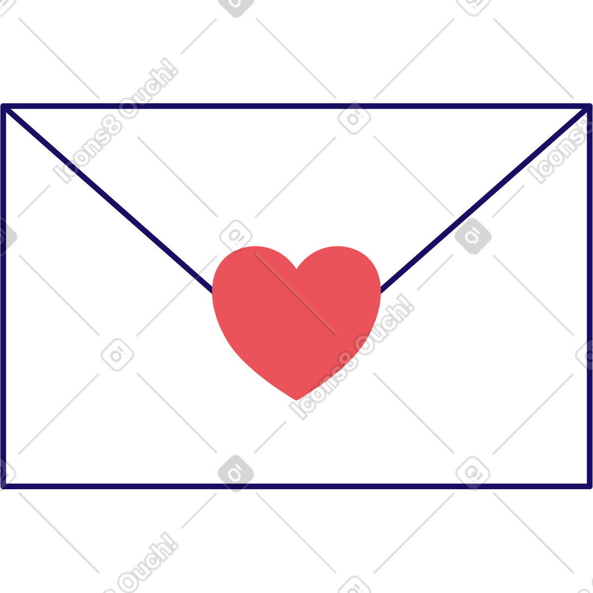 Umschlag mit herz-Illustration im Bendy-Stil als Download in PNG, SVG