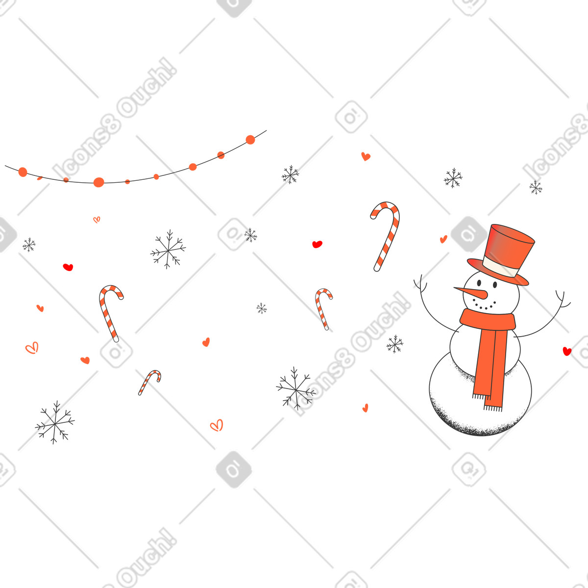 Snowy Christmas illustration in Crayon style download in PNG, SVG