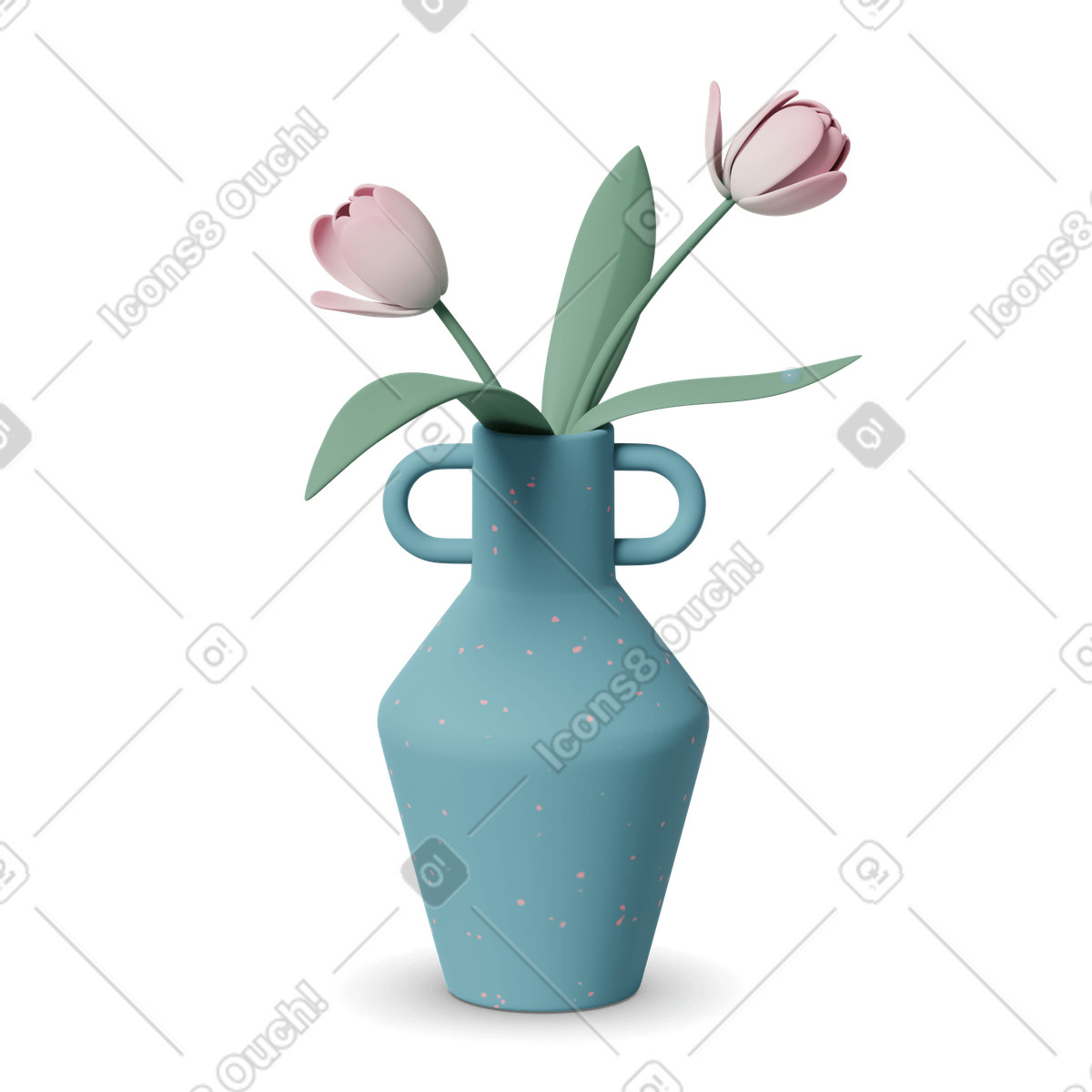 Blue vase with tulip illustration in 3D Casual life style download in PNG, SVG