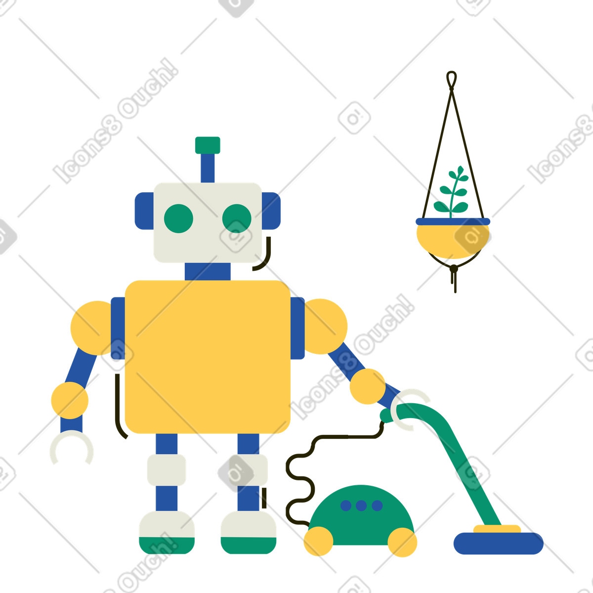 Roboter-staubsauger-Illustration im Spot-Stil als Download in PNG, SVG