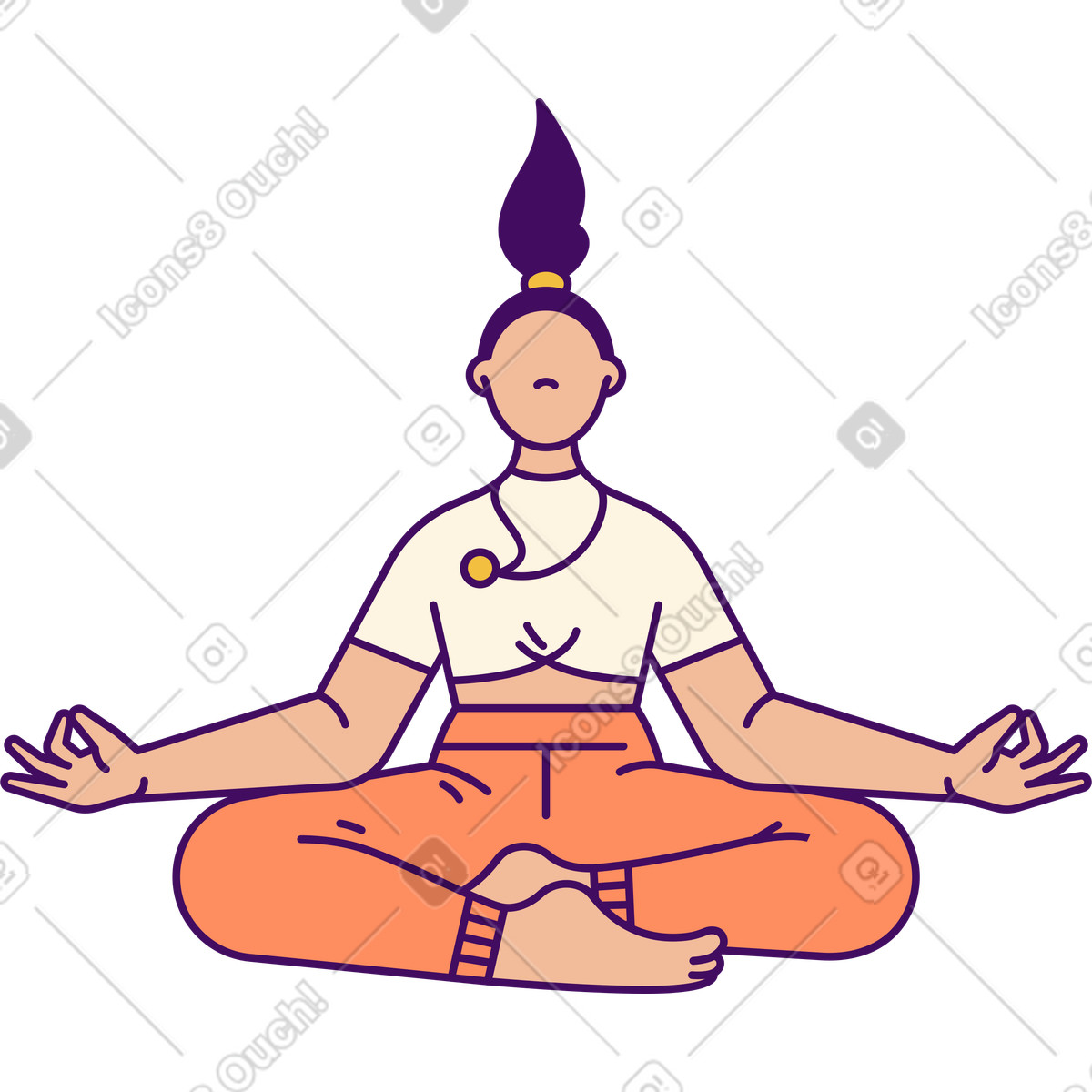 Young woman in lotus position illustration in Simplistic style download in PNG, SVG
