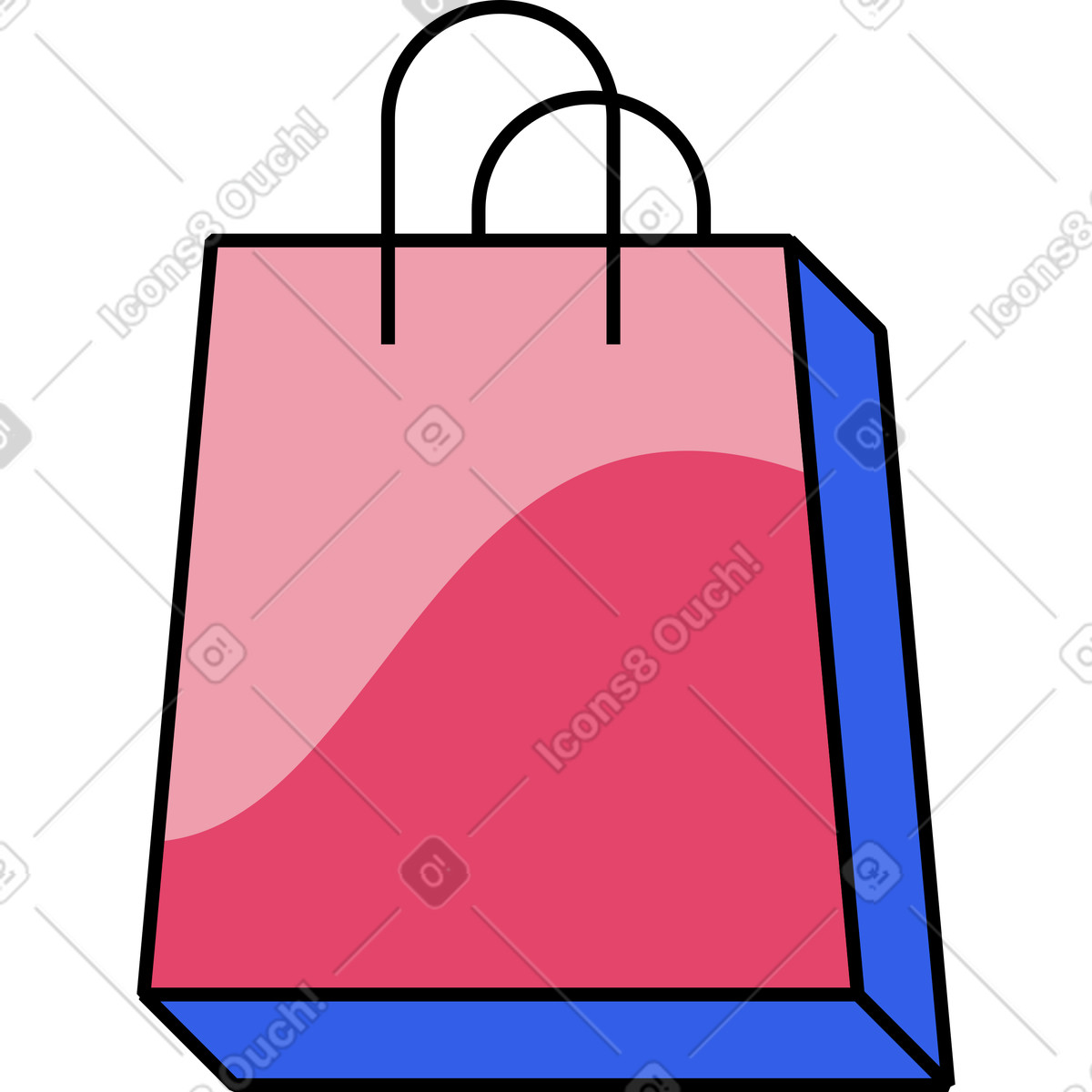 Shopping bag illustration in Memphis style download in PNG, SVG