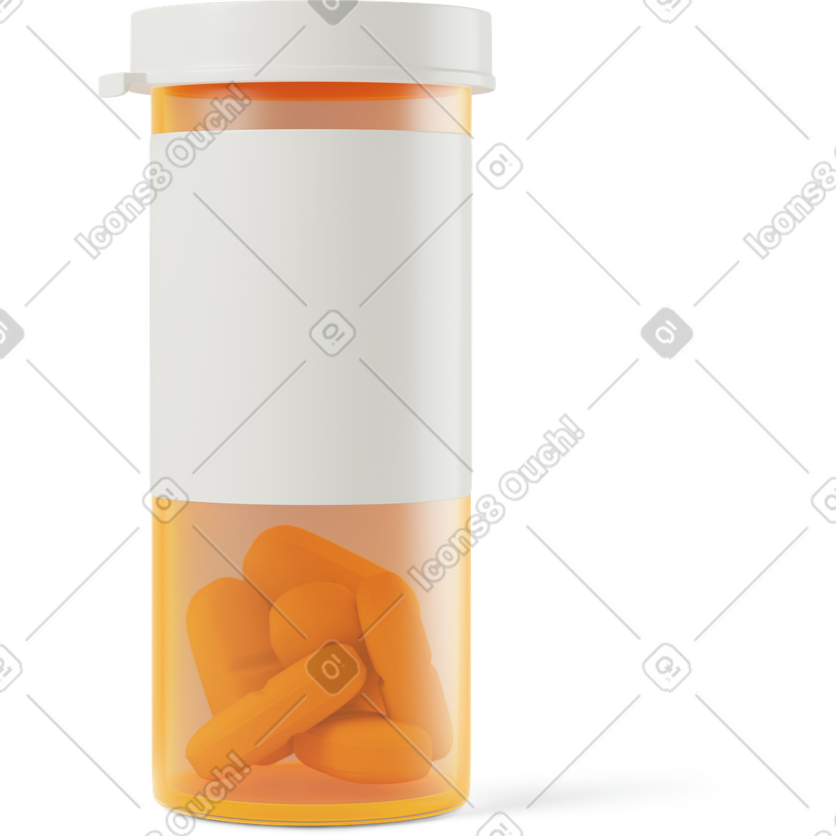 Yellow pill bottle of pills illustration in 3D Business style download in PNG, SVG