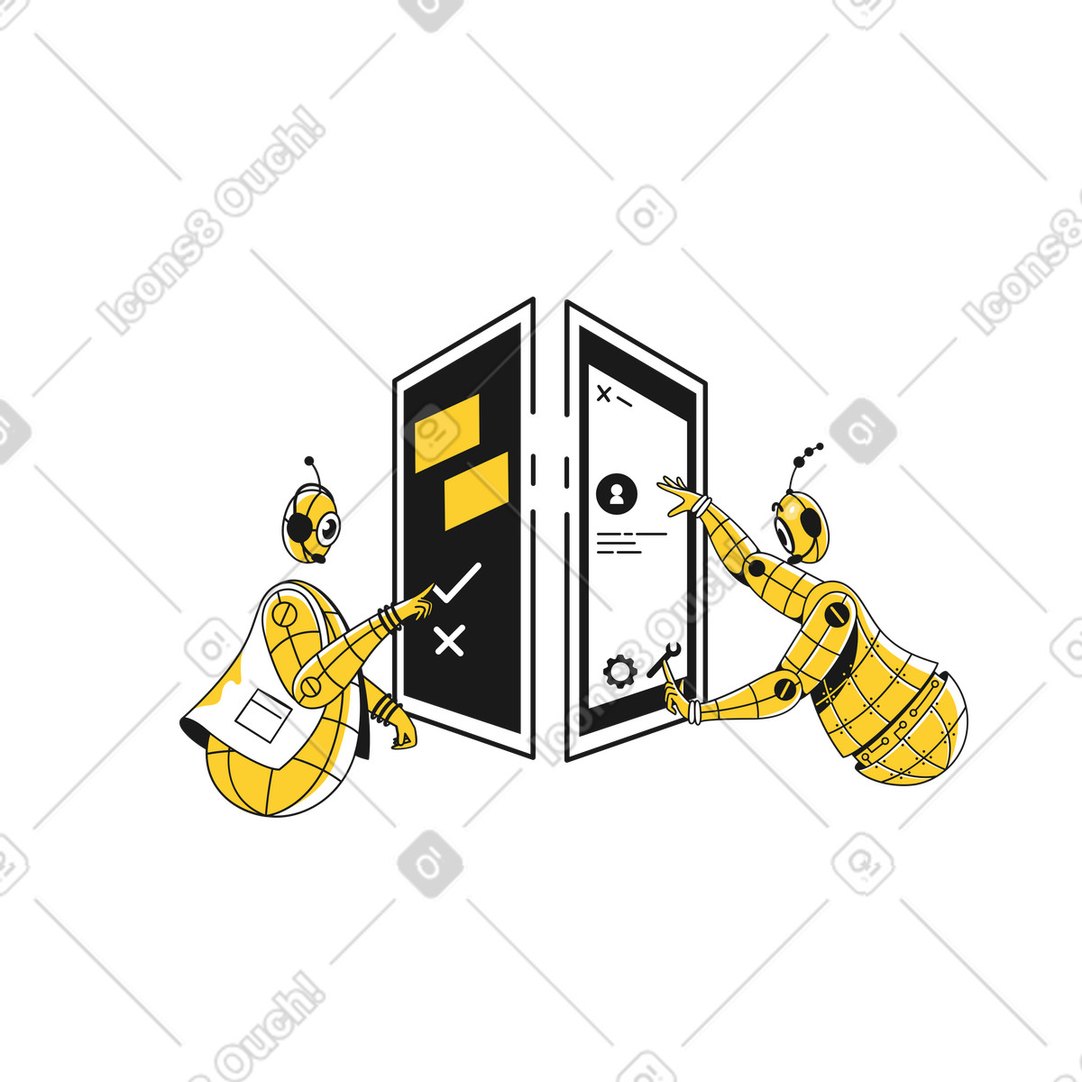 Der support ist online-Illustration im Taxi-Stil als Download in PNG, SVG