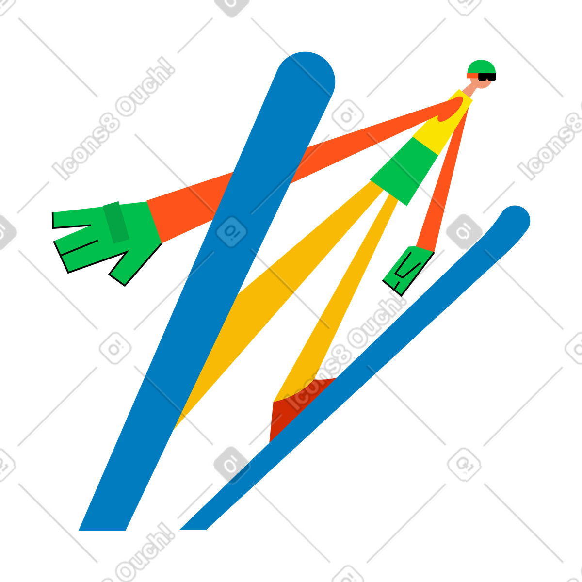 Ilustración Atleta participando en salto de esquí estilo Warp a descargar PNG y SVG