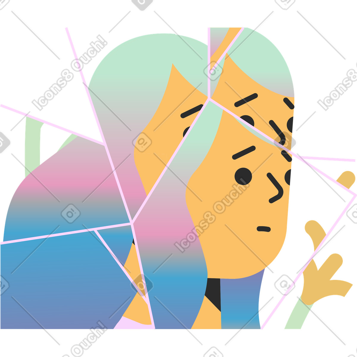 Ilustração de Menina em no estilo Marginalia para baixar em PNG, SVG