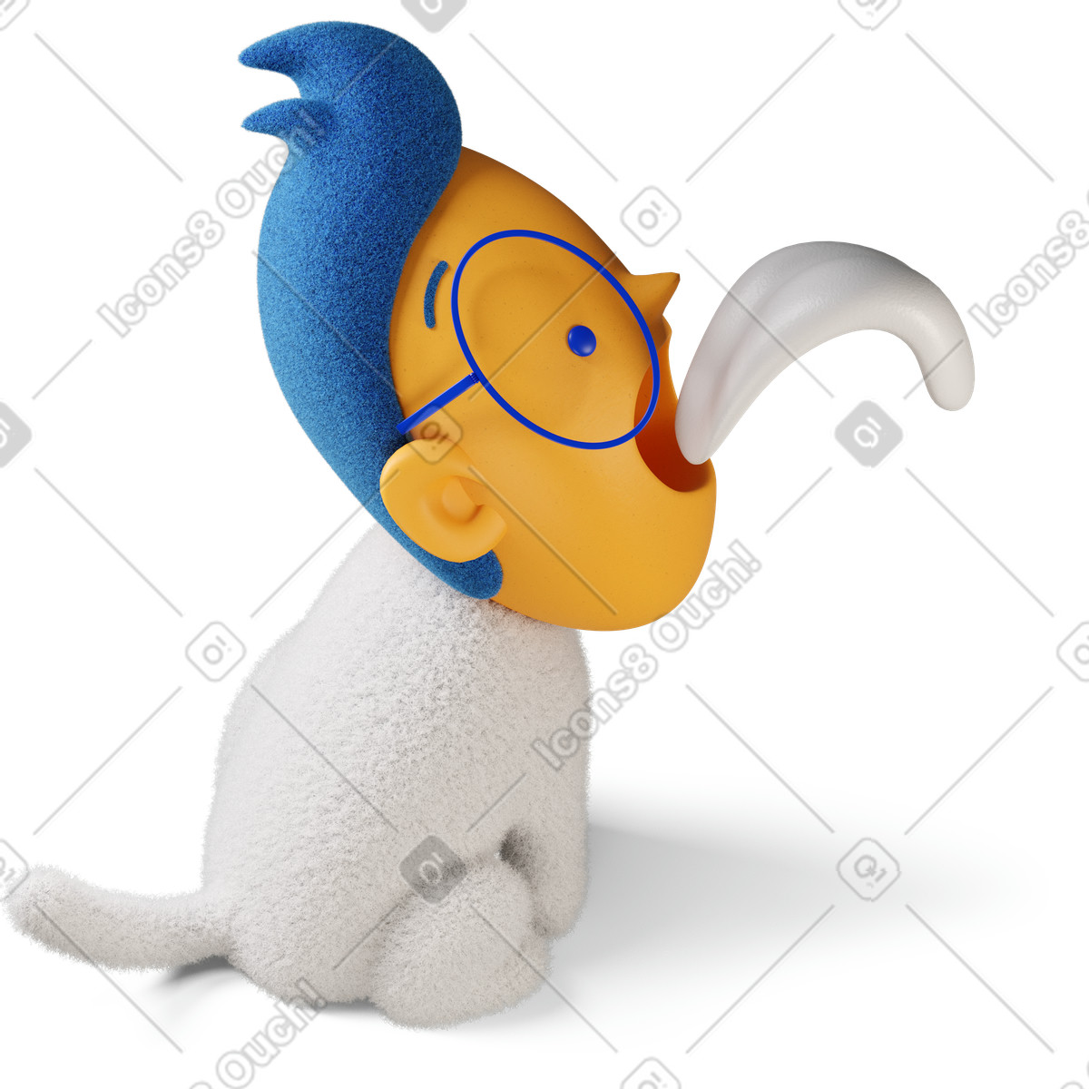 Ilustração de Rapaz com a língua para fora olhando direita em no estilo 3D Buddy baixar em PNG, SVG