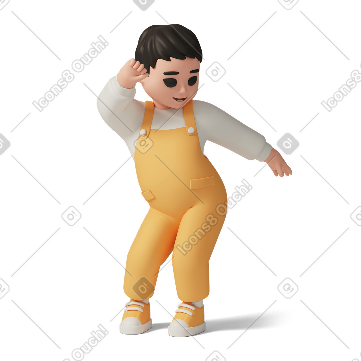 Asian baby boy illustration in 3D Casual life style download in PNG, SVG