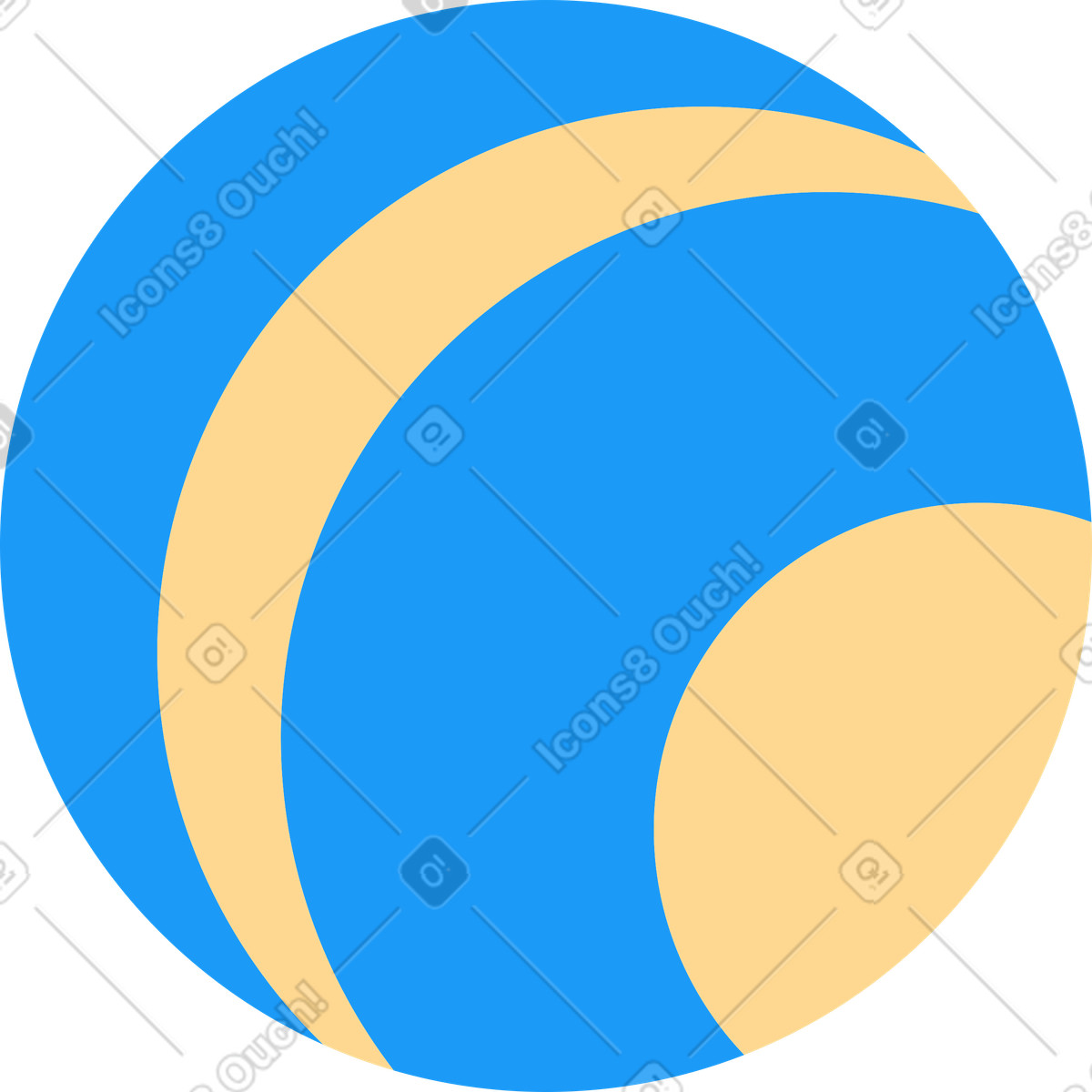 Blauer ball mit gelben streifen-Illustration im Kiddo-Stil als Download in PNG, SVG