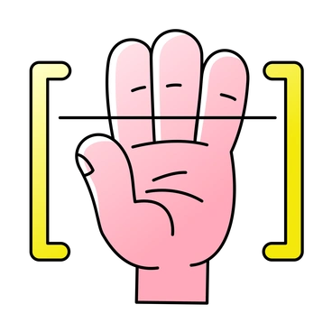 A cartoon hand with fingers raised - Pocus style illustration