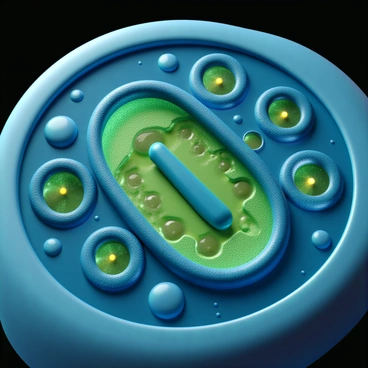 A close-up view of a cell interior, highlighting several mitochondria with oval shapes and a double membrane structure. The mitochondria are depicted in shades of blue and green, showcasing their inner folds known as cristae. Energy in the form of glowing particles is visibly emanating from the mitochondria, illustrating the process of energy production. Active transport mechanisms, such as protein pumps, are shown in action within the cell membrane, with small spheres representing ions being moved across the membrane. The overall composition emphasizes the interaction between the mitochondria and the cellular processes surrounding them.