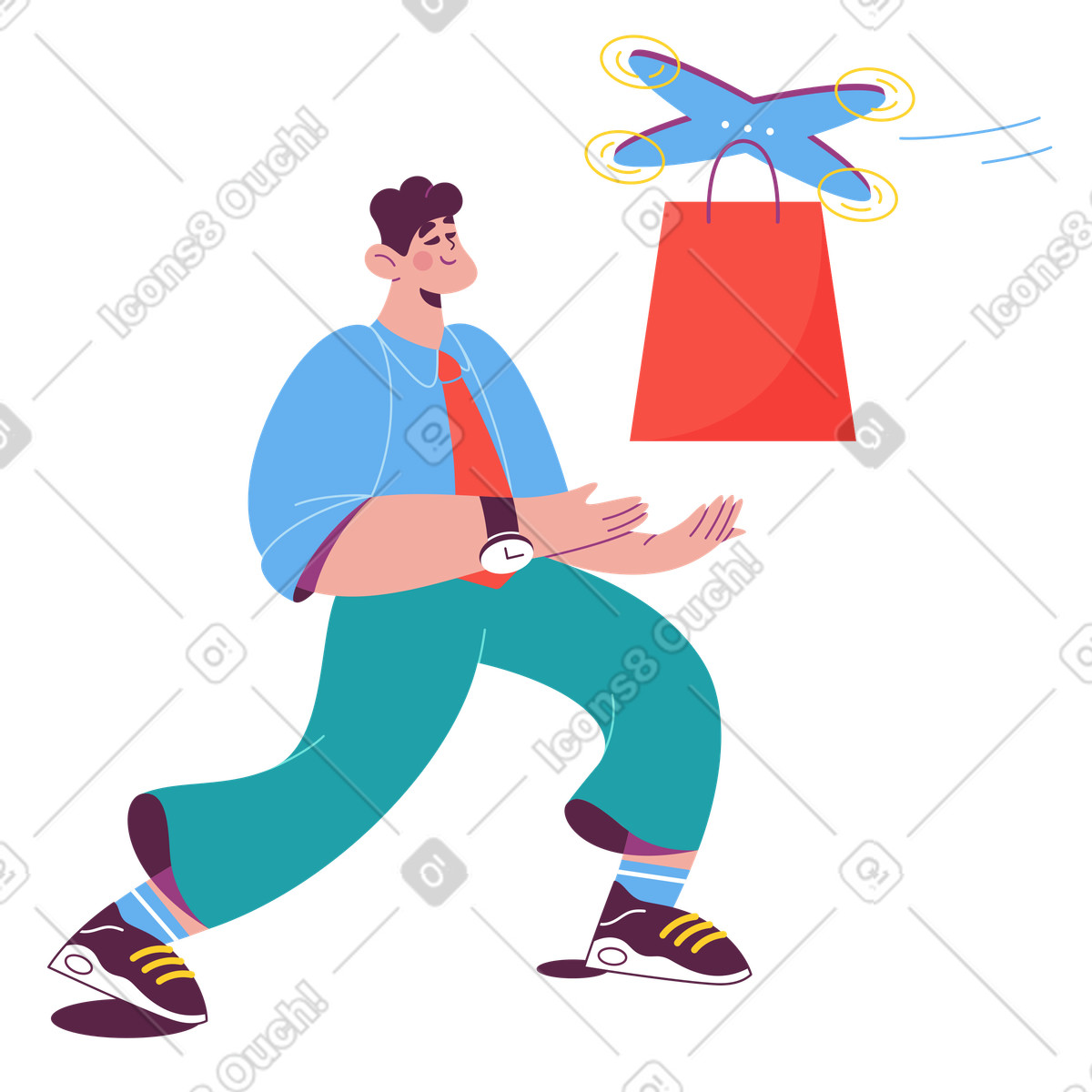 Ilustração de Entrega por drone em no estilo Sammy para baixar em PNG, SVG