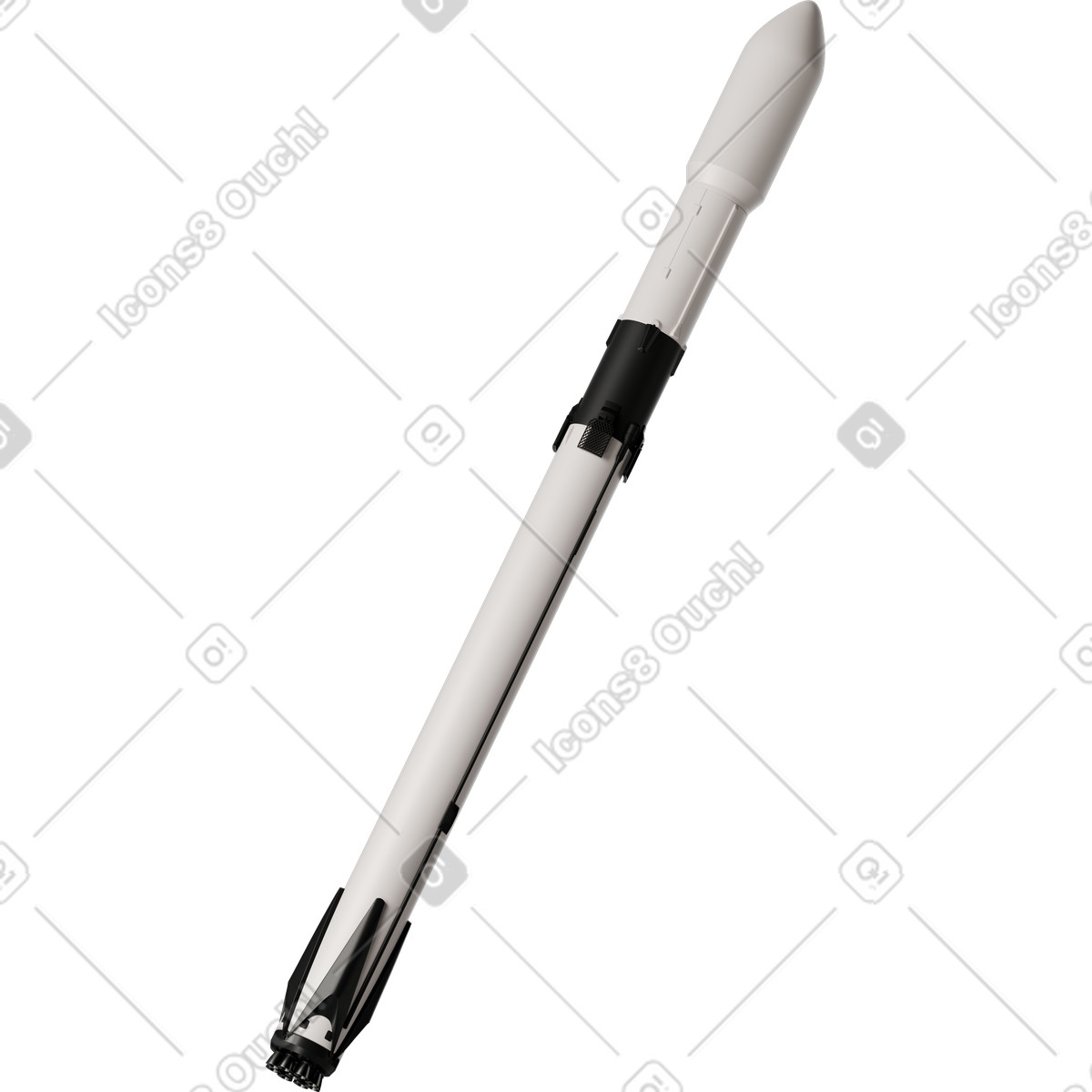 Space rocket turned right illustrazione in stile 3D Business scarica in PNG, SVG