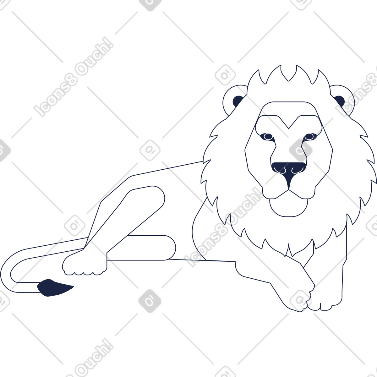 Löwe-Illustration im Urban Line-Stil als Download in PNG, SVG