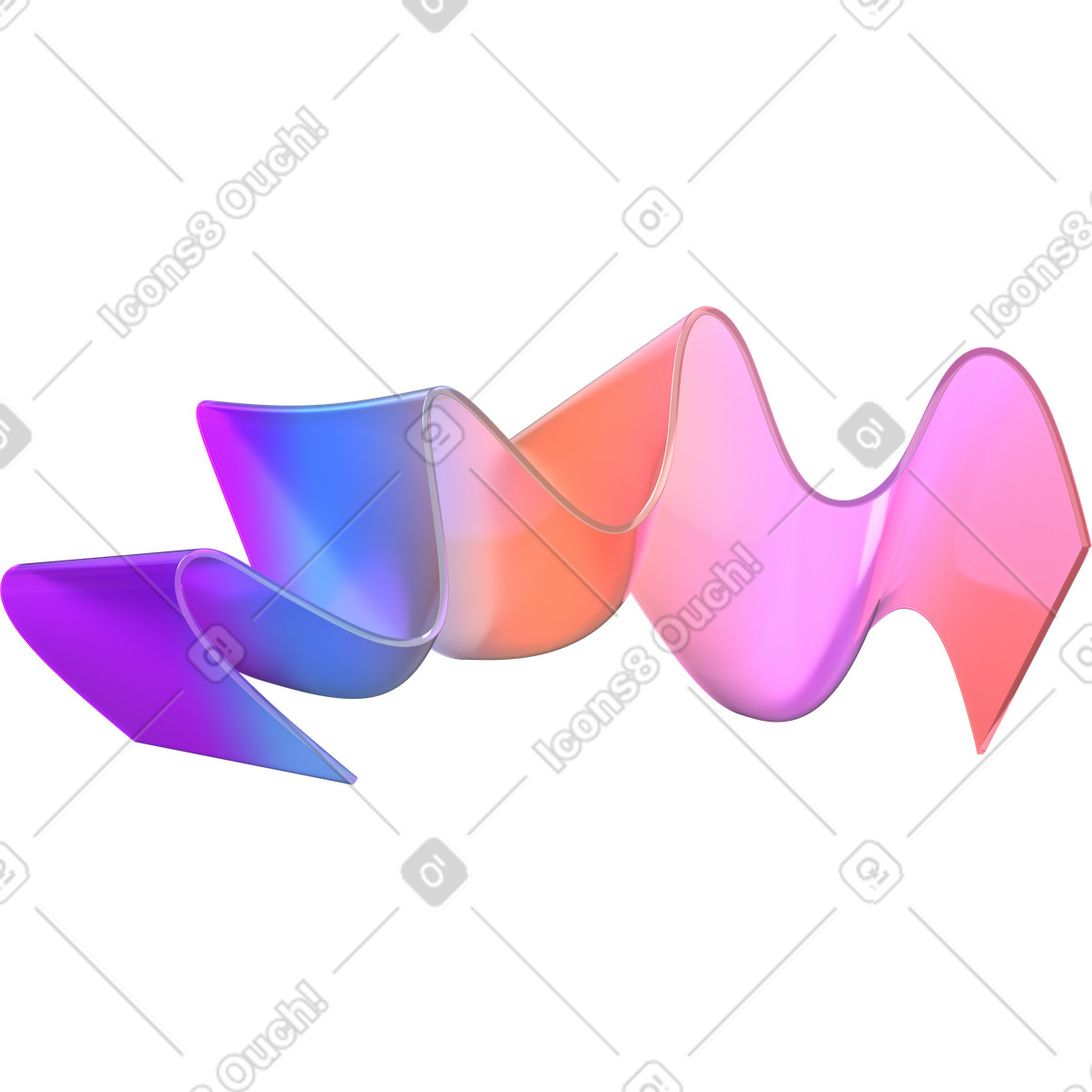 Illustration Long ruban ondulé de couleur arc-en-ciel dans le style 3D Glassy à télécharger aux formats PNG, SVG