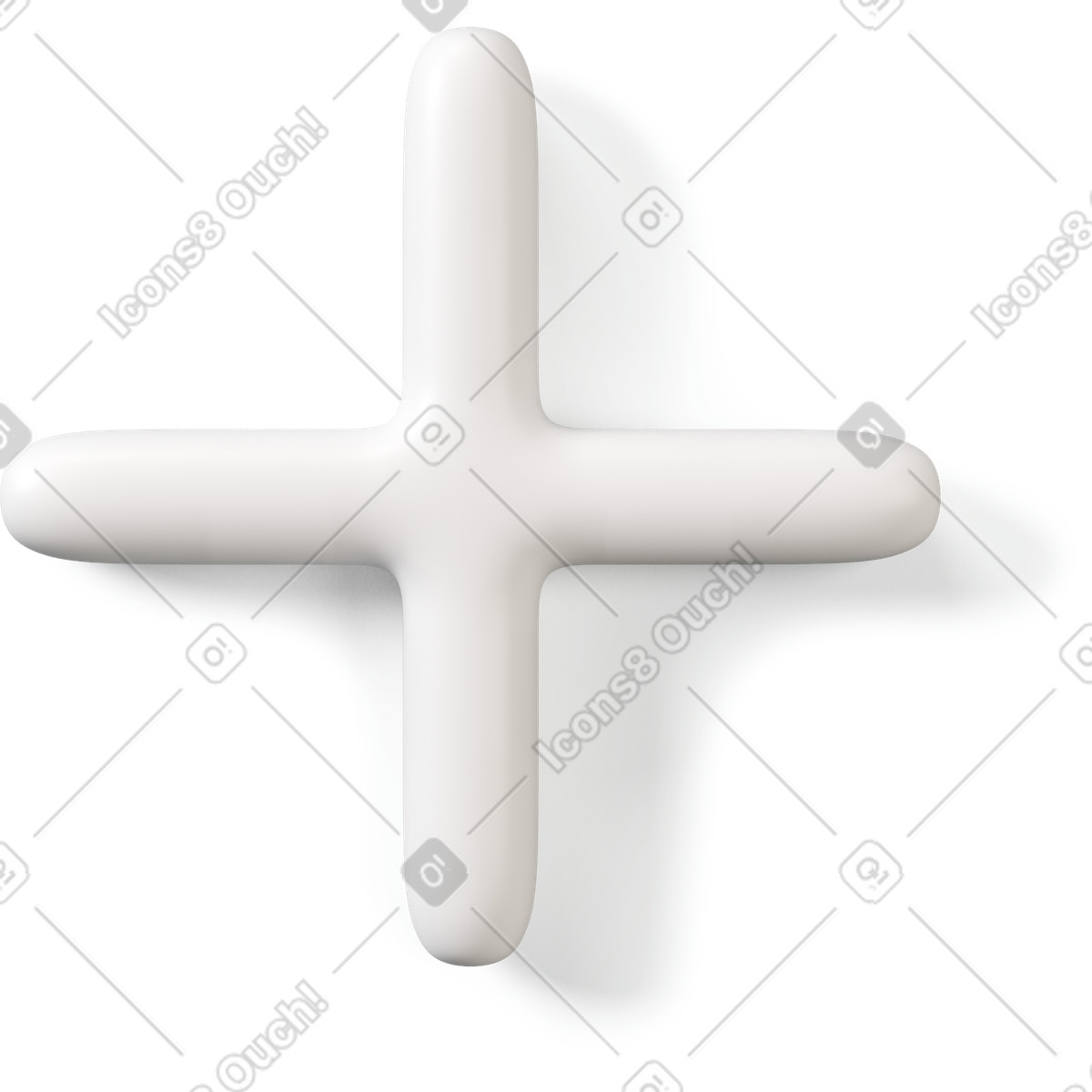 Illustration Icône plus blanc dans le style 3D Buddy à télécharger aux formats PNG, SVG