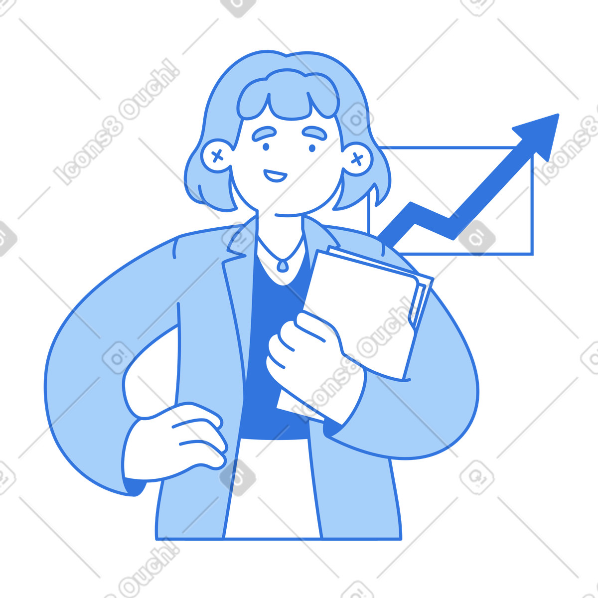 Successful and confident businesswoman illustration in Sky style download in PNG, SVG